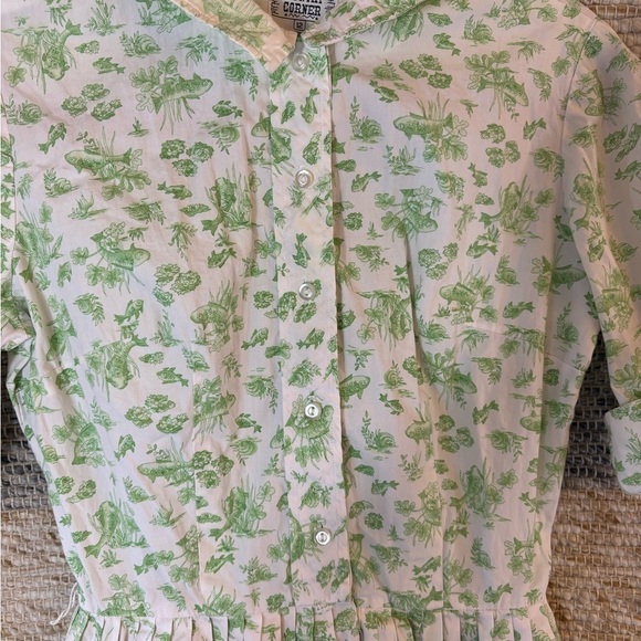 Vintage Country Corner Green Botanical Print Button-Up Dress - Picture 13 of 13